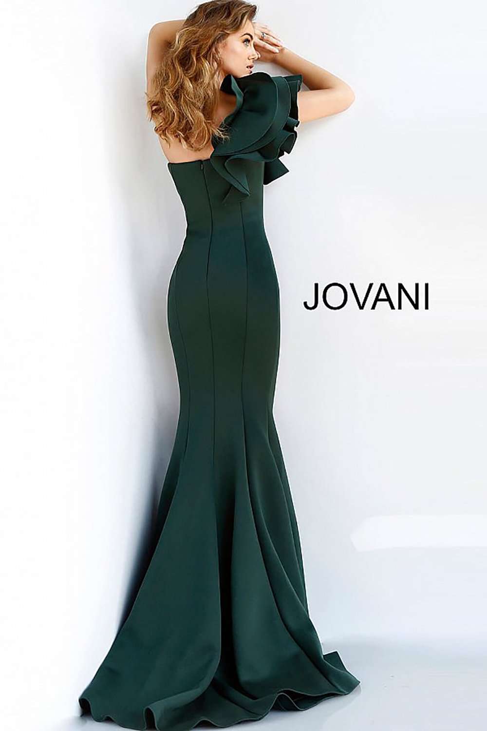 One Shoulder Fitted Scuba Evening Dress Jovani 63994 - Morvarieds Fashion