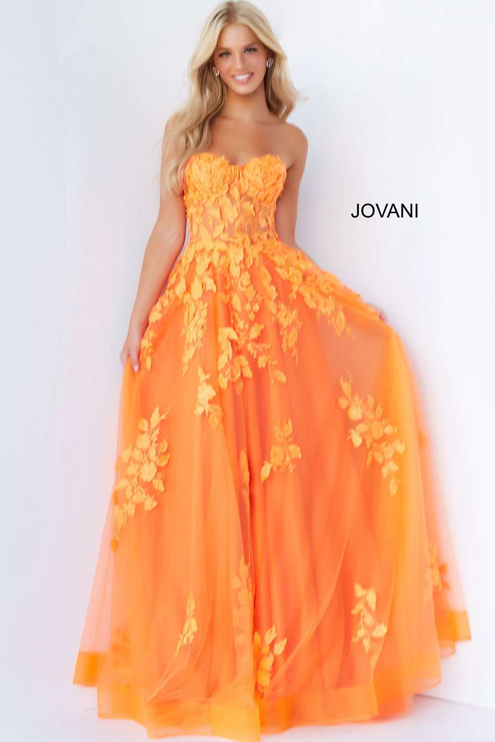 Lace Appliques Strapless Prom Dress Jovani 07901 - Morvarieds Fashion