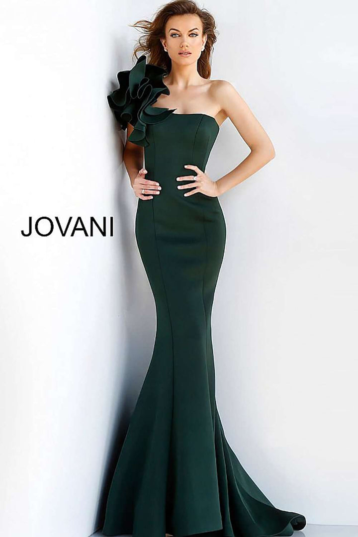 One Shoulder Fitted Scuba Evening Dress Jovani 63994 - Morvarieds Fashion