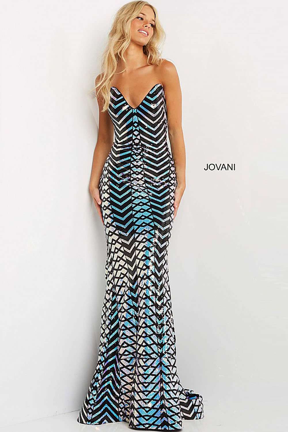 Lilac Multi Strapless V Neck Prom Dress Jovani 07285 - Morvarieds Fashion