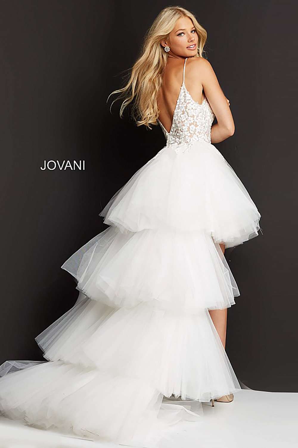 Embroidered High Low Prom Dress Jovani 07263 - Morvarieds Fashion