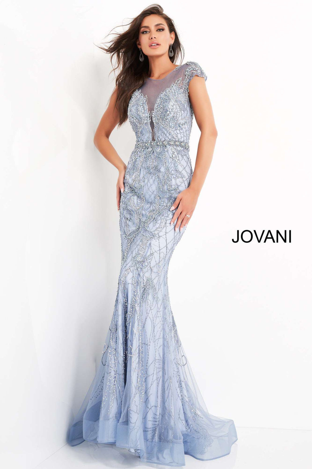 Light Blue Embellished Evening Dress Jovani 00883 - Morvarieds Fashion
