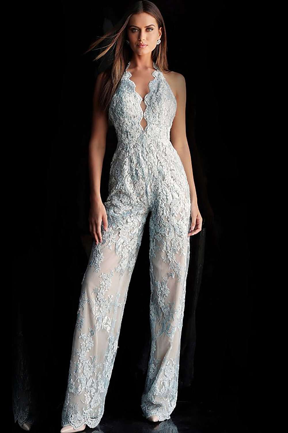 Lace Halter Neck Prom Jumpsuit Dress Jovani 60124 - Morvarieds Fashion
