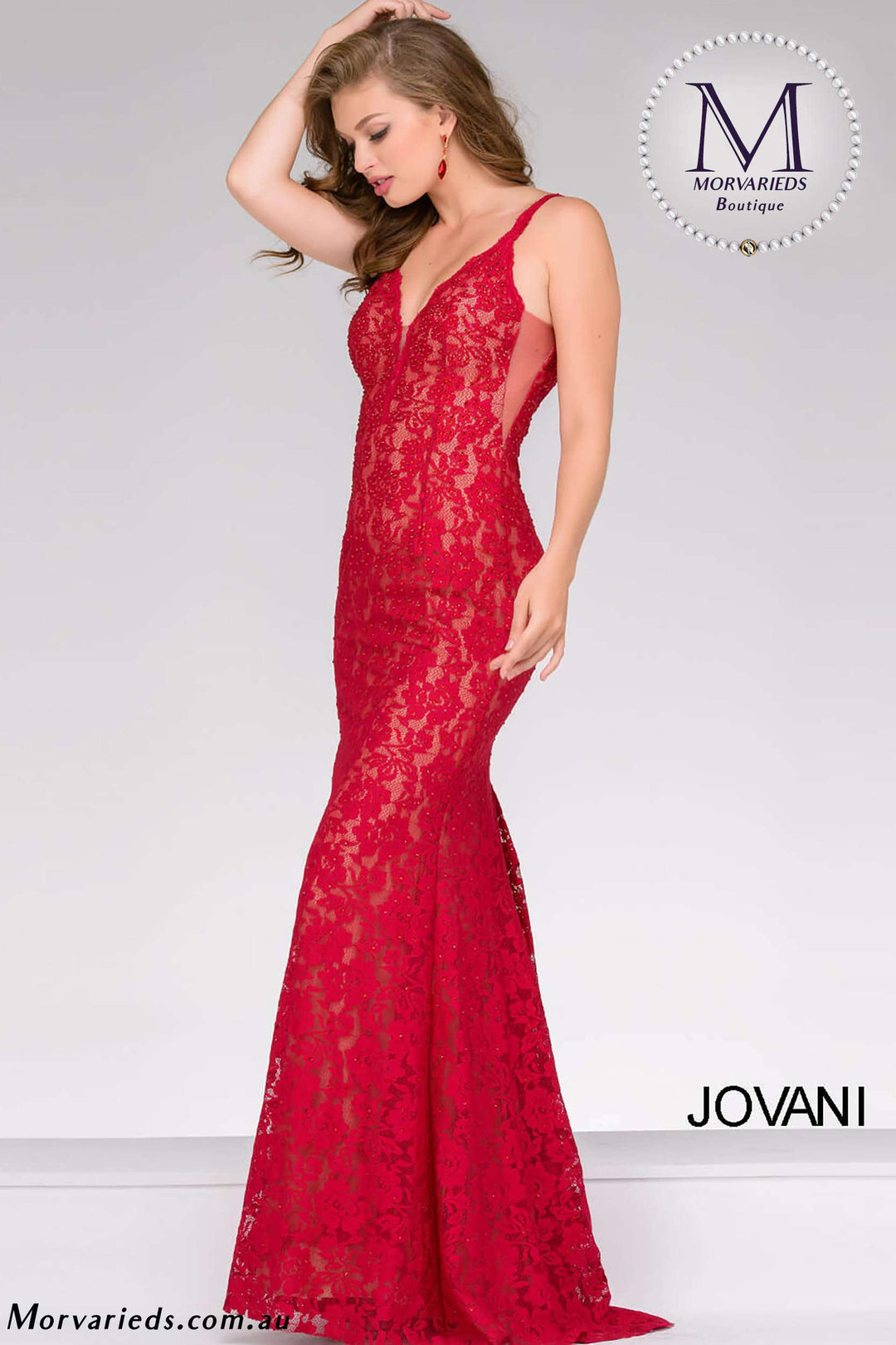 Lace Fitted V Neckline Prom Dress Jovani 48994 - Morvarieds Fashion