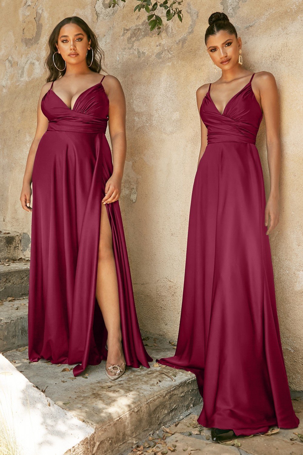 SOFT SATIN A-LINE SWEATHEART NECKLINE WITH SLIT 7485 - Morvarieds Fashion