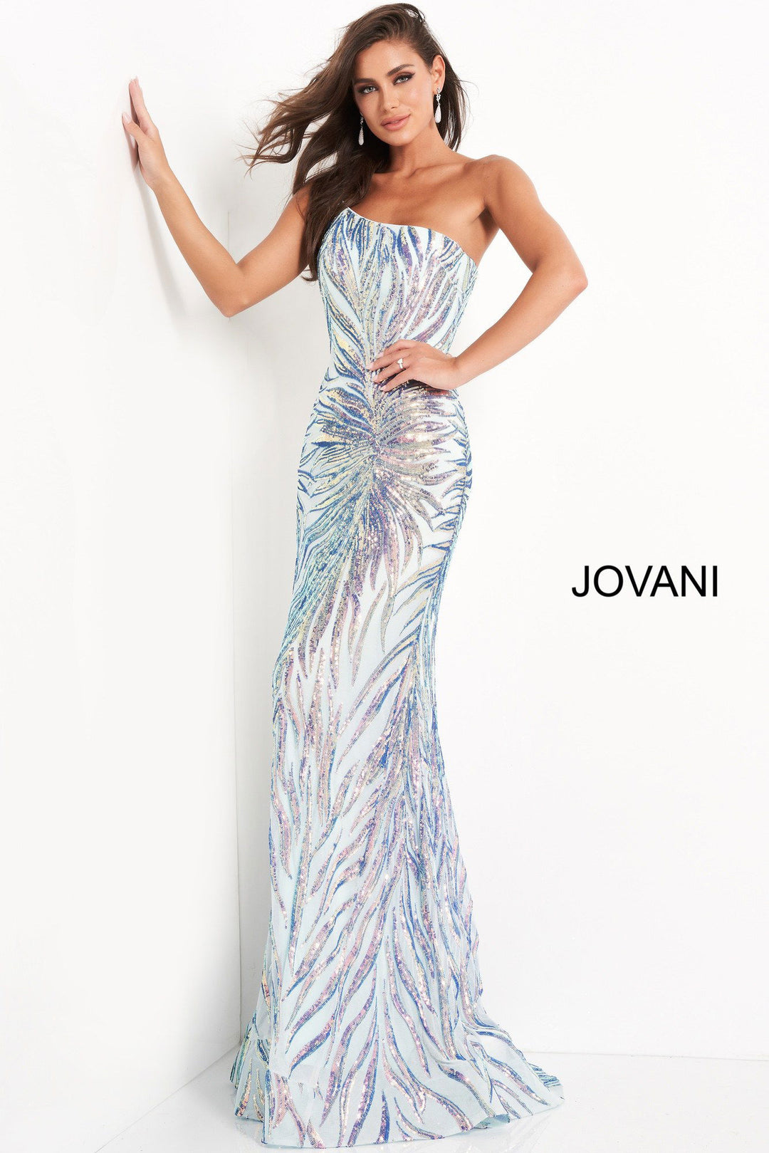 Jovani Style 05664 One Shoulder Sequin Prom Dress