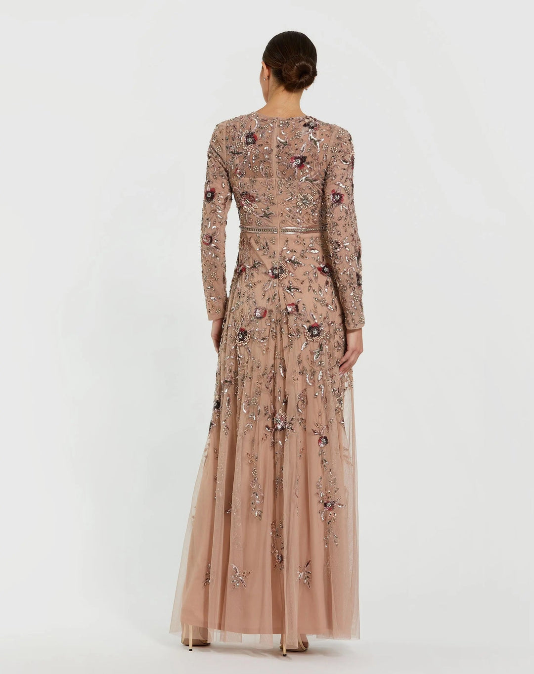 Mac Duggal 10093 Long Sleeve Floral A-line Gown