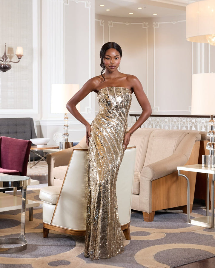 Mac Duggal Style 10130 Strapless Sequin Trumpet Gown Dress