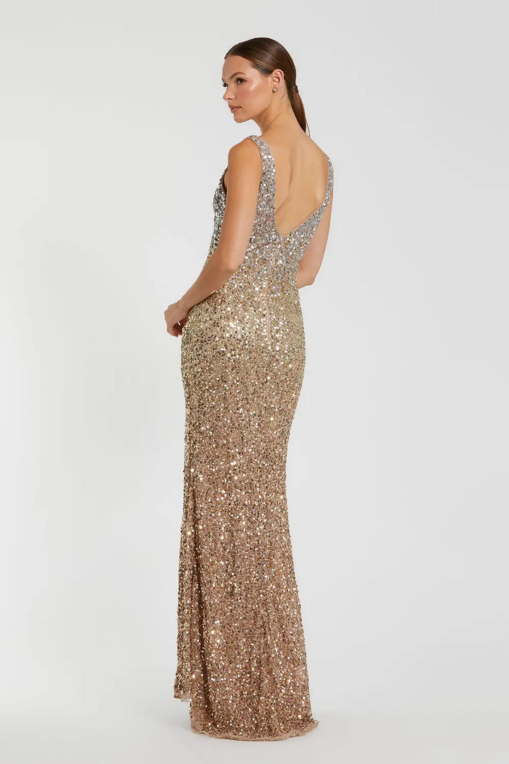 Sleeveless Sequin Gown with V-Neckline | Mac Duggal Dress 1068