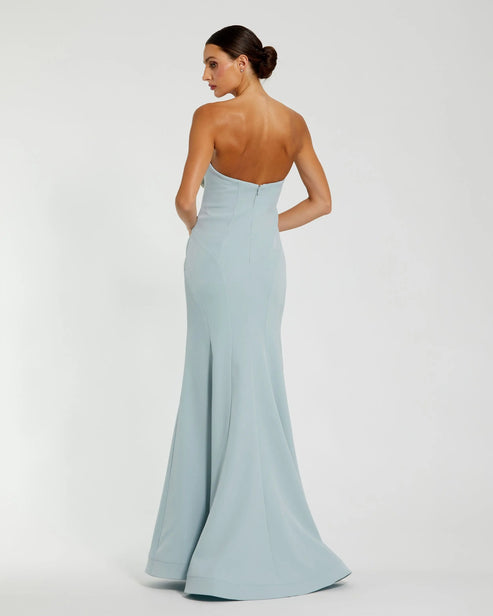Strapless Trumpet Gown Featuring 3D Rhinestone Flower | Mac Duggal Dress 11855