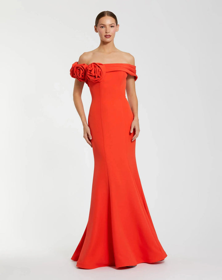 Off-Shoulder Mermaid Gown in Luxe Crepe | Mac Duggal Dress 21104