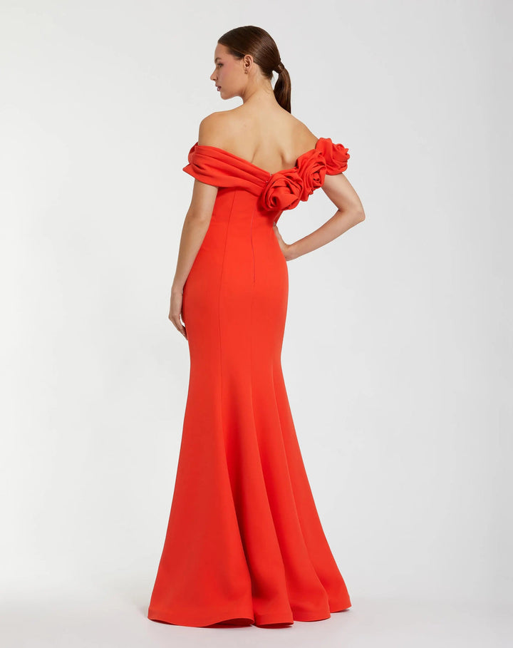 Off-Shoulder Mermaid Gown in Luxe Crepe | Mac Duggal Dress 21104