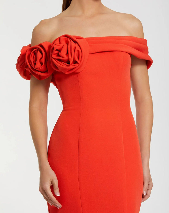 Off-Shoulder Mermaid Gown in Luxe Crepe | Mac Duggal Dress 21104