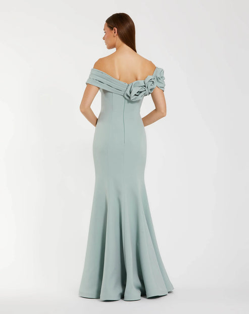 Off-Shoulder Mermaid Gown in Luxe Crepe | Mac Duggal Dress 21104