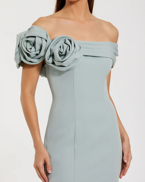 Off-Shoulder Mermaid Gown in Luxe Crepe | Mac Duggal Dress 21104