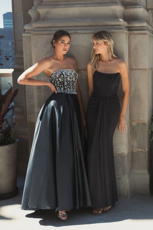 Strapless Satin Ball Gown with Embellished Bodice | Mac Duggal Dress 2225