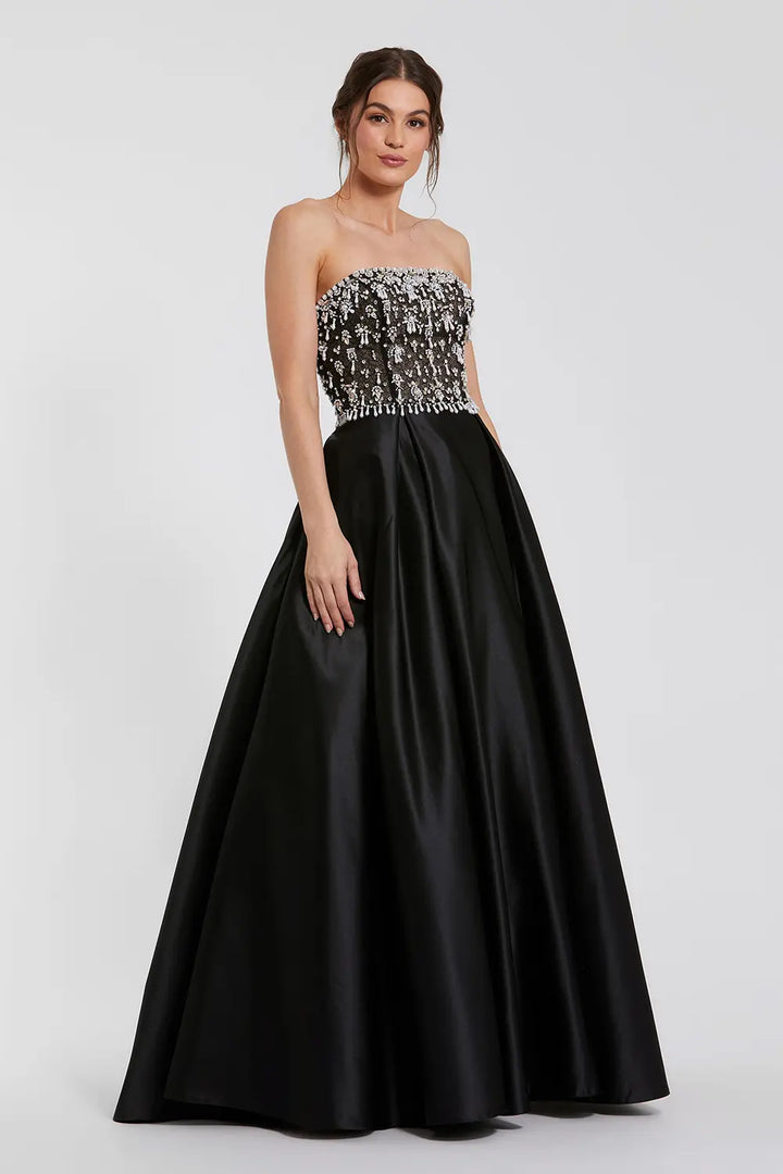 Strapless Satin Ball Gown with Embellished Bodice | Mac Duggal Dress 2225