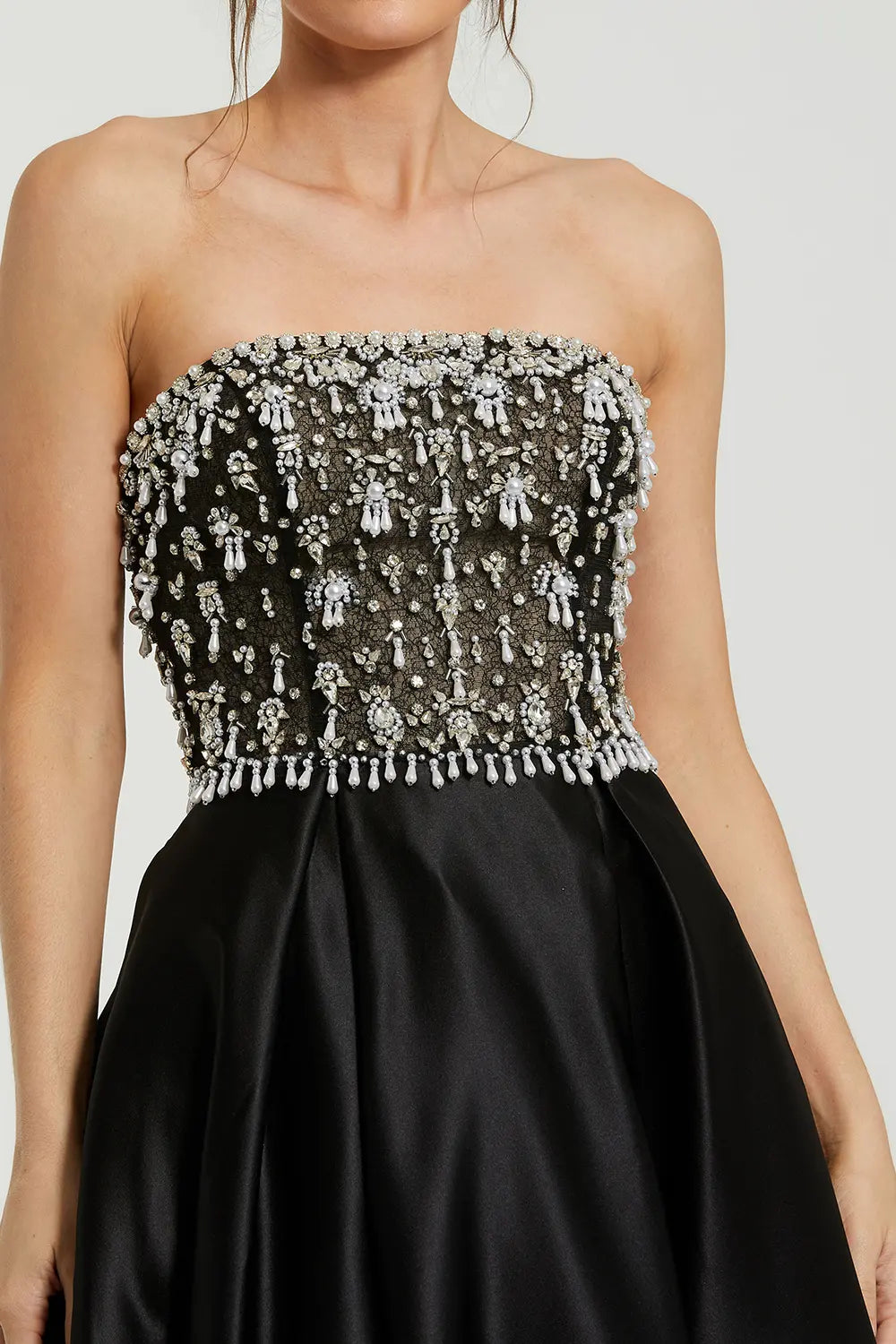 Strapless Satin Ball Gown with Embellished Bodice | Mac Duggal Dress 2225
