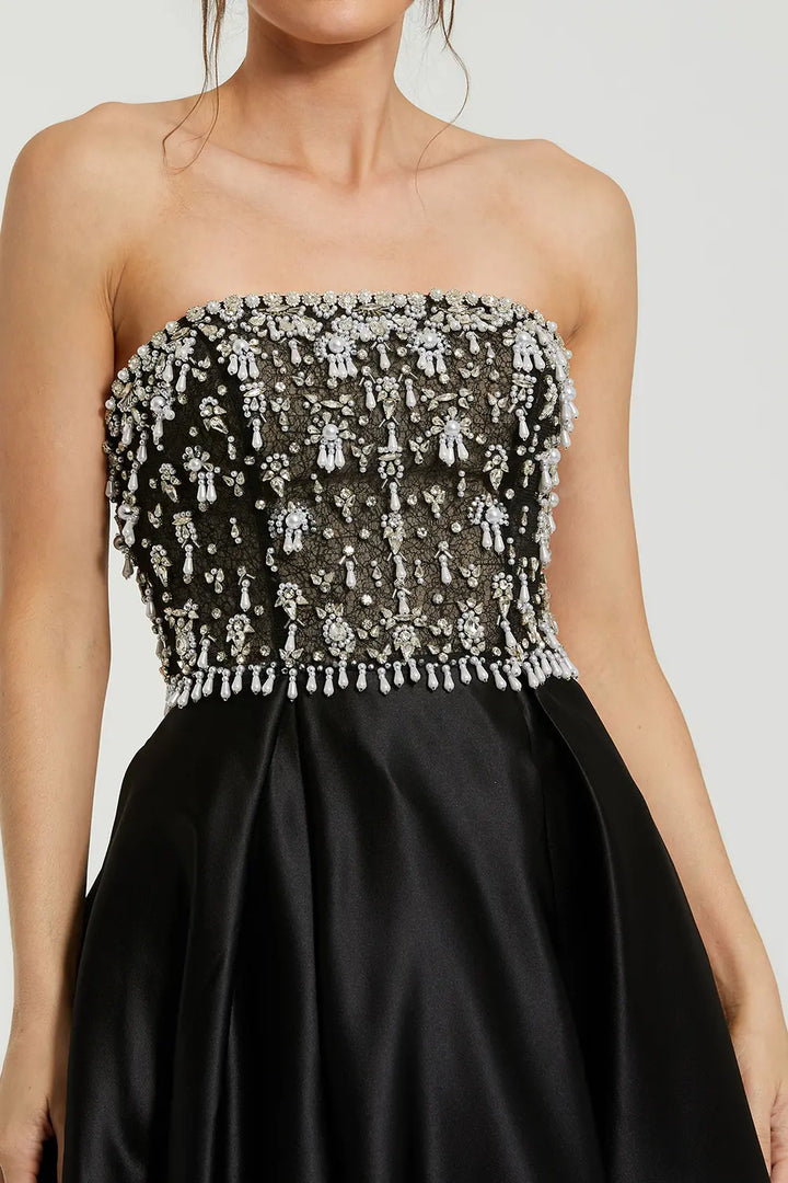 Strapless Satin Ball Gown with Embellished Bodice | Mac Duggal Dress 2225