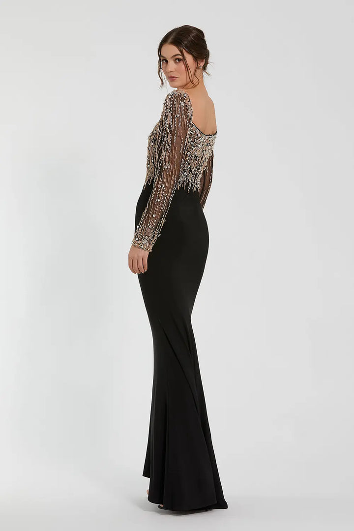 Beaded Jersey Evening Gown with Square Neck Design | Mac Duggal Dress 2256