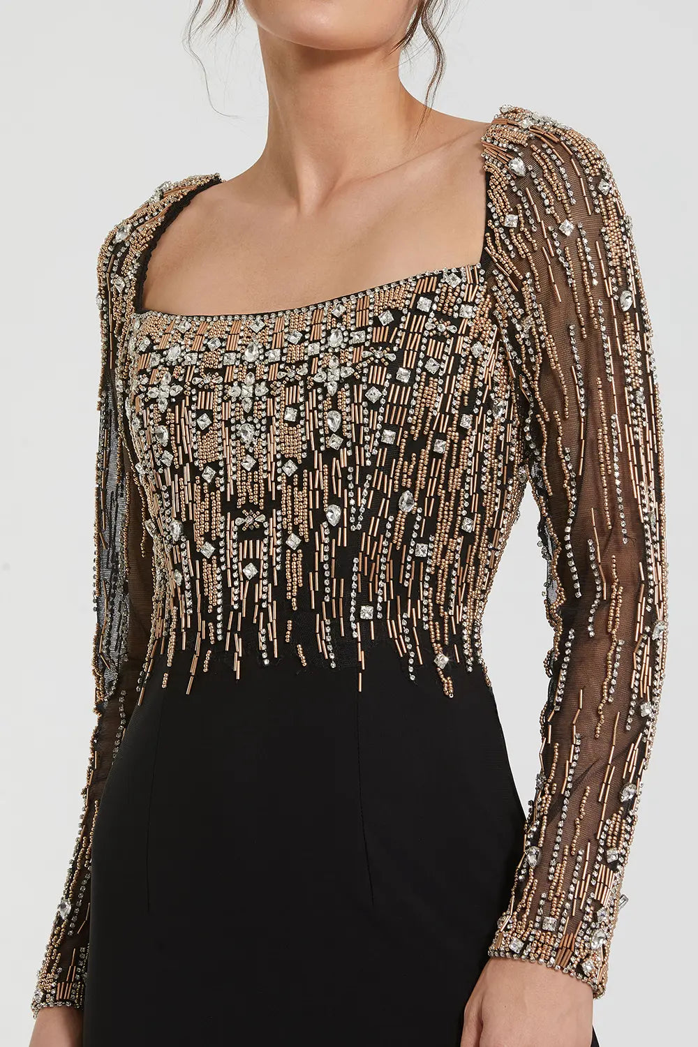 Beaded Jersey Evening Gown with Square Neck Design | Mac Duggal Dress 2256