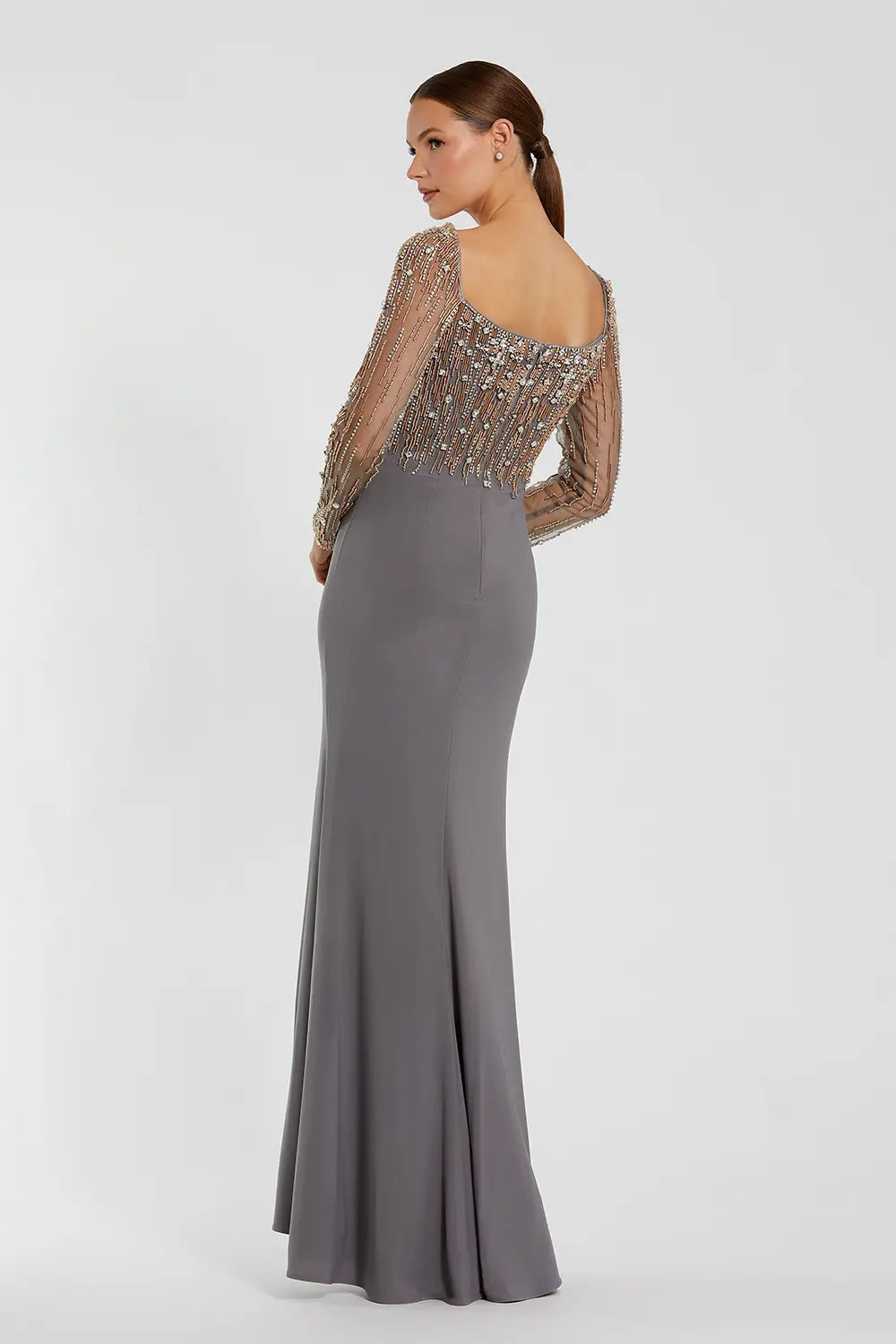 Beaded Jersey Evening Gown with Square Neck Design | Mac Duggal Dress 2256