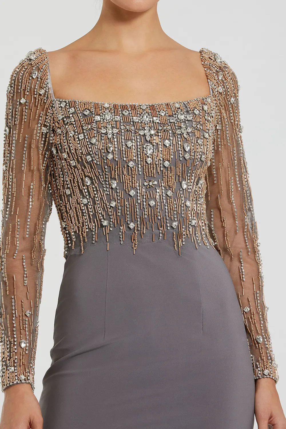 Beaded Jersey Evening Gown with Square Neck Design | Mac Duggal Dress 2256