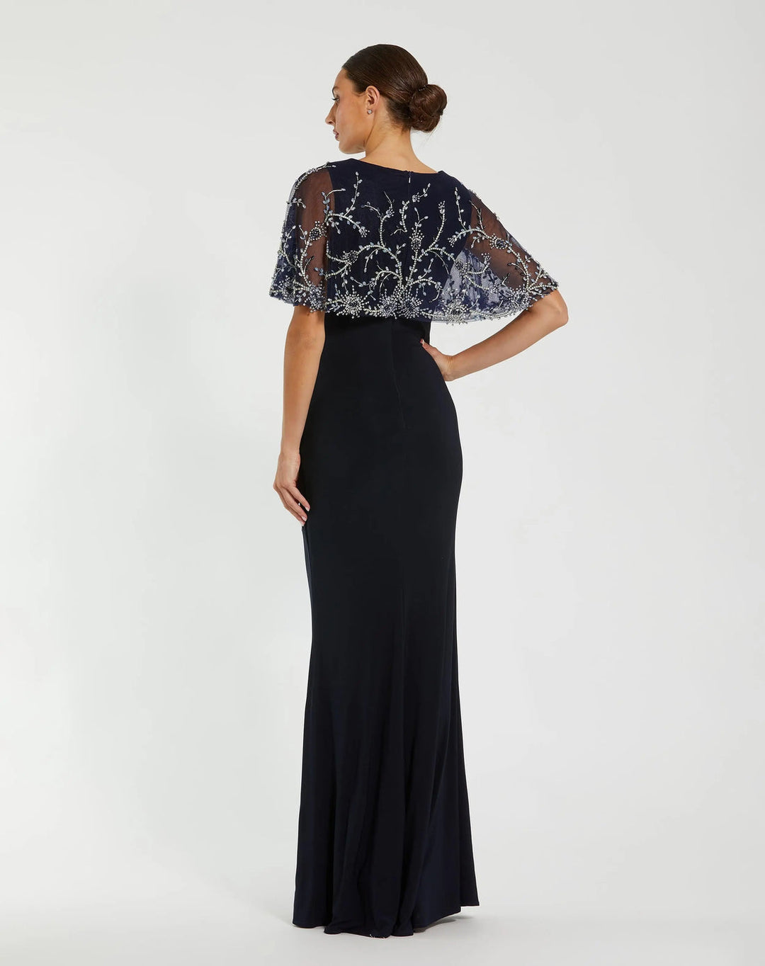 Embellished Cape Jersey Evening Gown | Mac Duggal Dress 2257