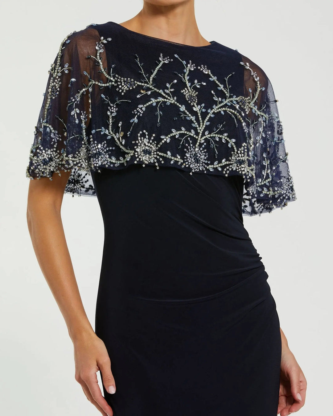 Embellished Cape Jersey Evening Gown | Mac Duggal Dress 2257