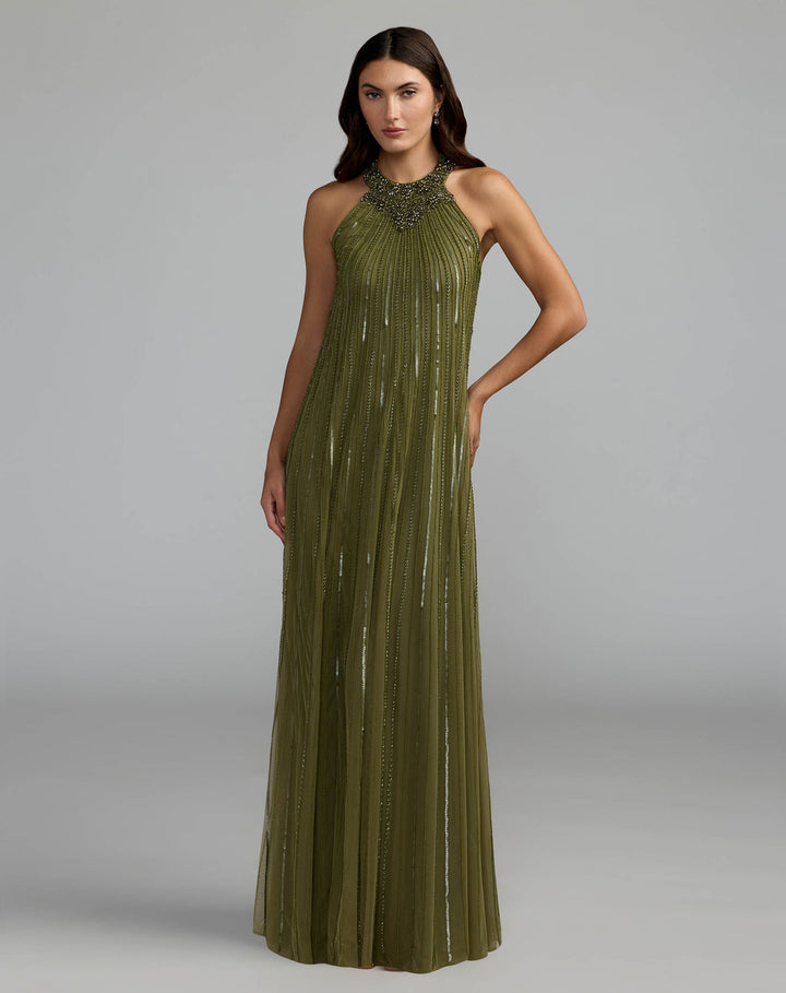 Mac Duggal Style 23043 Embellished Sleeveless Trapeze Gown Dress