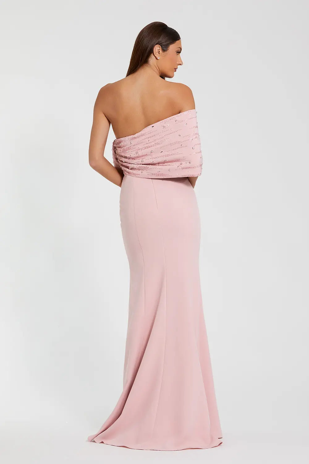 Off-the-Shoulder Satin Trumpet Gown with Beaded Detail | Mac Duggal Dress 2305
