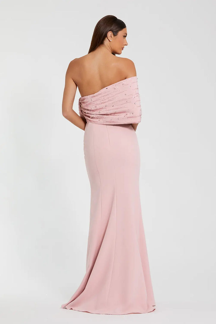 Off-the-Shoulder Satin Trumpet Gown with Beaded Detail | Mac Duggal Dress 2305