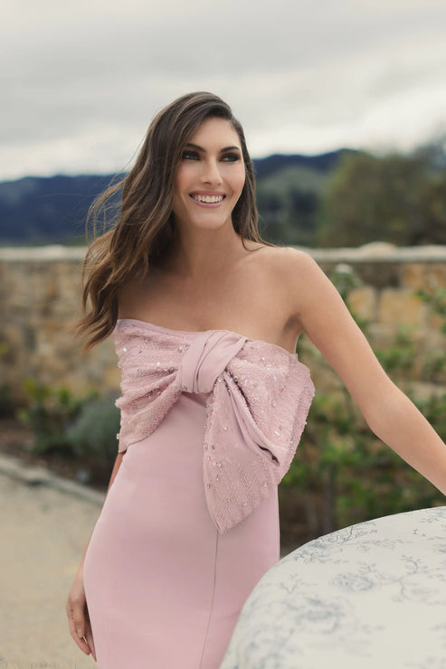 Off-the-Shoulder Satin Trumpet Gown with Beaded Detail | Mac Duggal Dress 2305