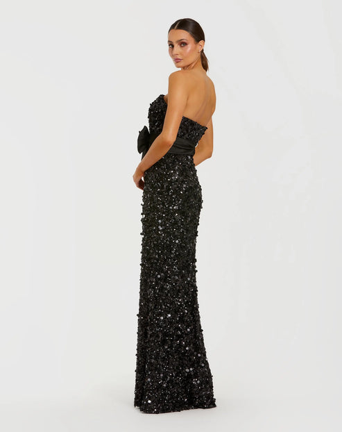 Strapless Sequin Gown with Bow Detail | Mac Duggal Dress 27761