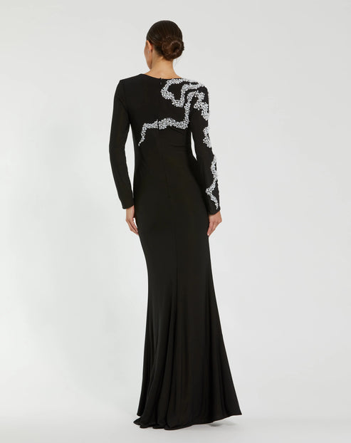Jersey Evening Gown with Delicate Swirl Beading | Mac Duggal Dress 44086