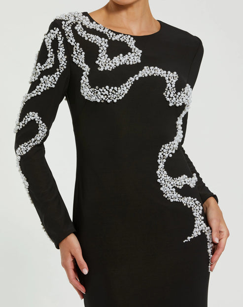Jersey Evening Gown with Delicate Swirl Beading | Mac Duggal Dress 44086