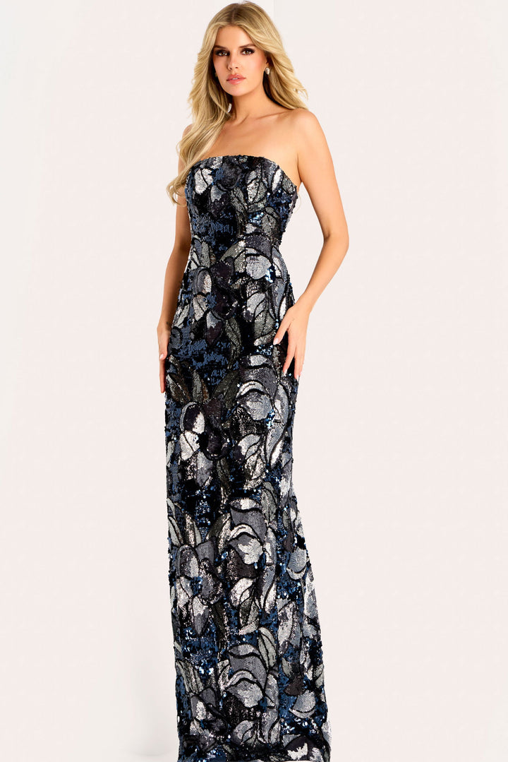 Sequin Floral Cape Sleeve Gown | Jovani 46431