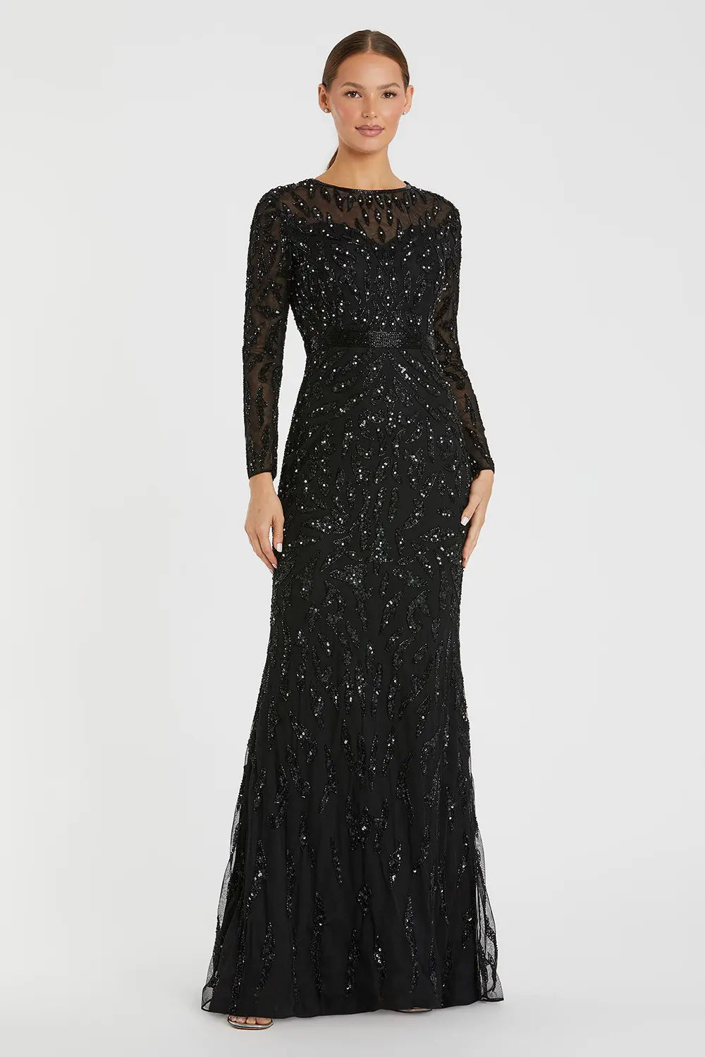 Embellished Long Sleeve Illusion Gown | Mac Duggal Dress 5124