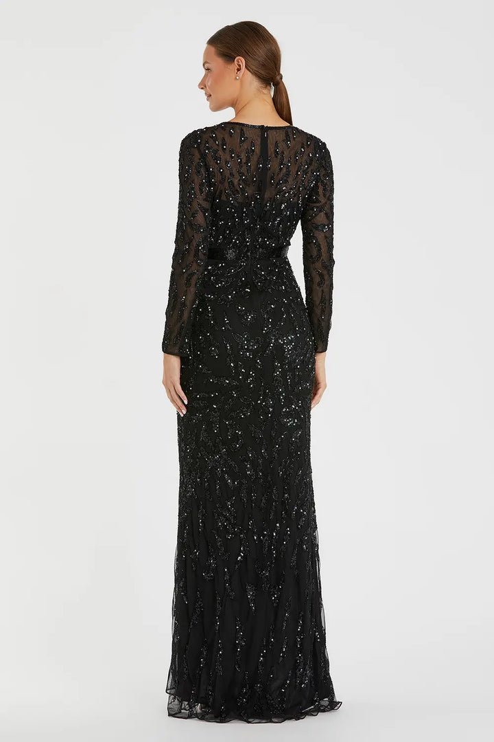 Embellished Long Sleeve Illusion Gown | Mac Duggal Dress 5124