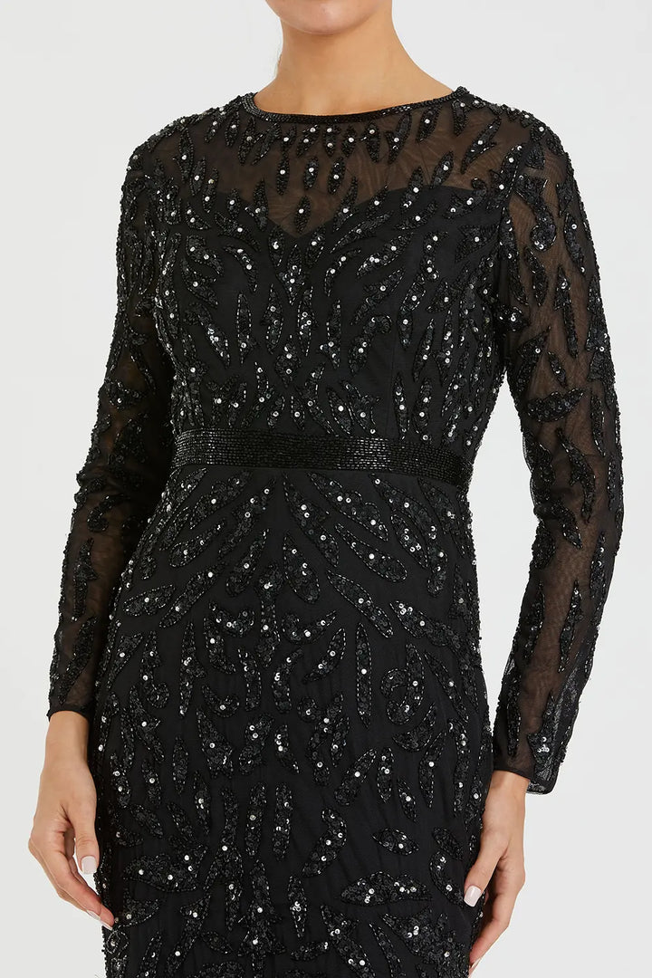 Embellished Long Sleeve Illusion Gown | Mac Duggal Dress 5124