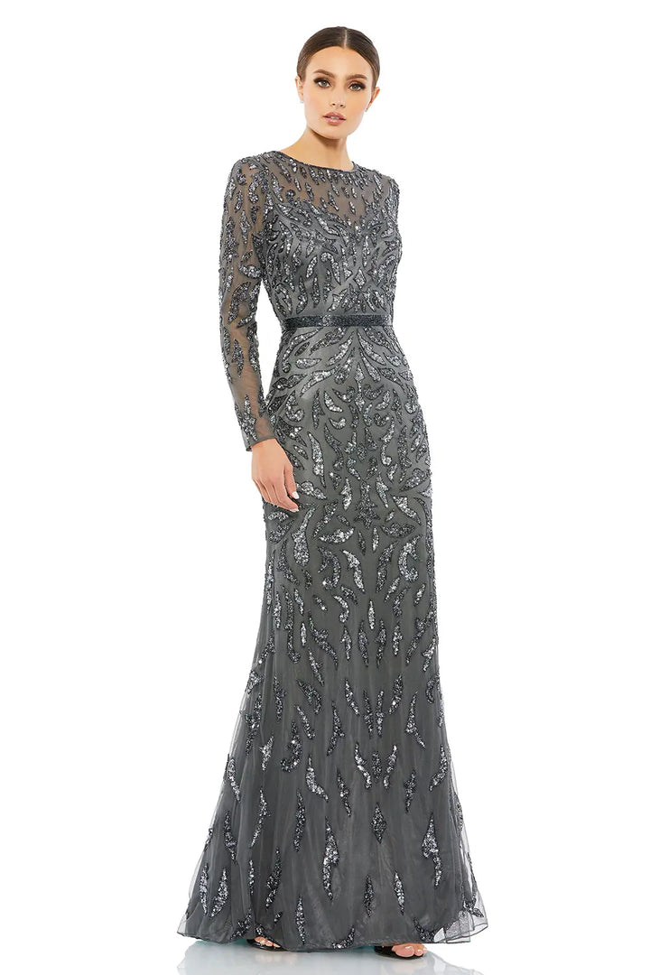 Embellished Long Sleeve Illusion Gown | Mac Duggal Dress 5124