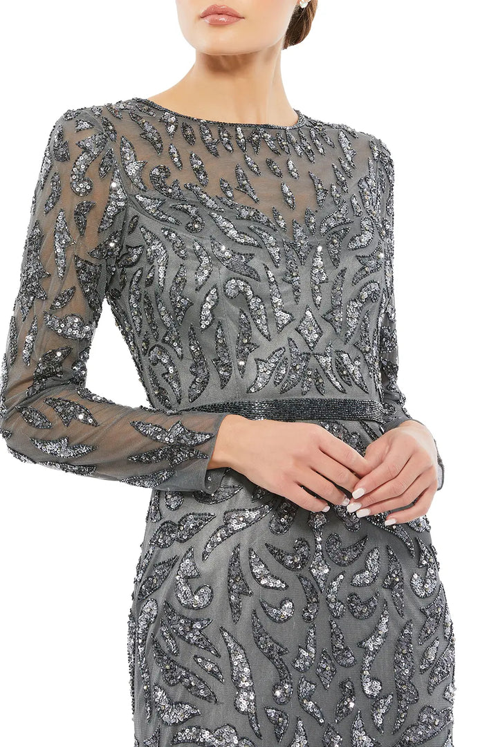 Embellished Long Sleeve Illusion Gown | Mac Duggal Dress 5124
