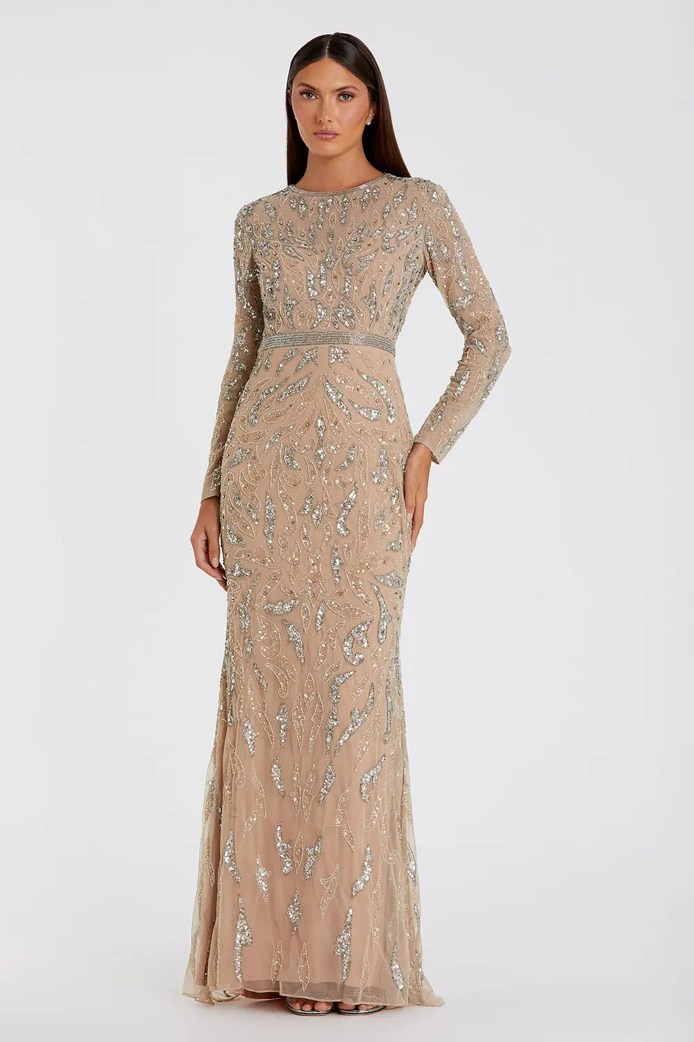 Embellished Long Sleeve Illusion Gown | Mac Duggal Dress 5124