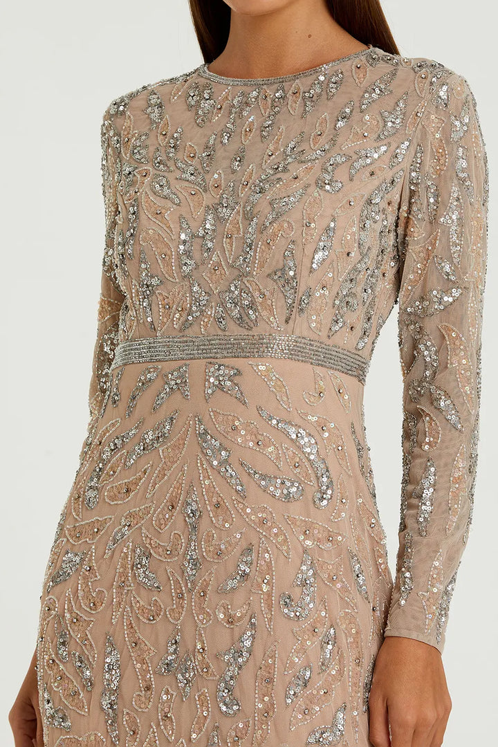 Embellished Long Sleeve Illusion Gown | Mac Duggal Dress 5124