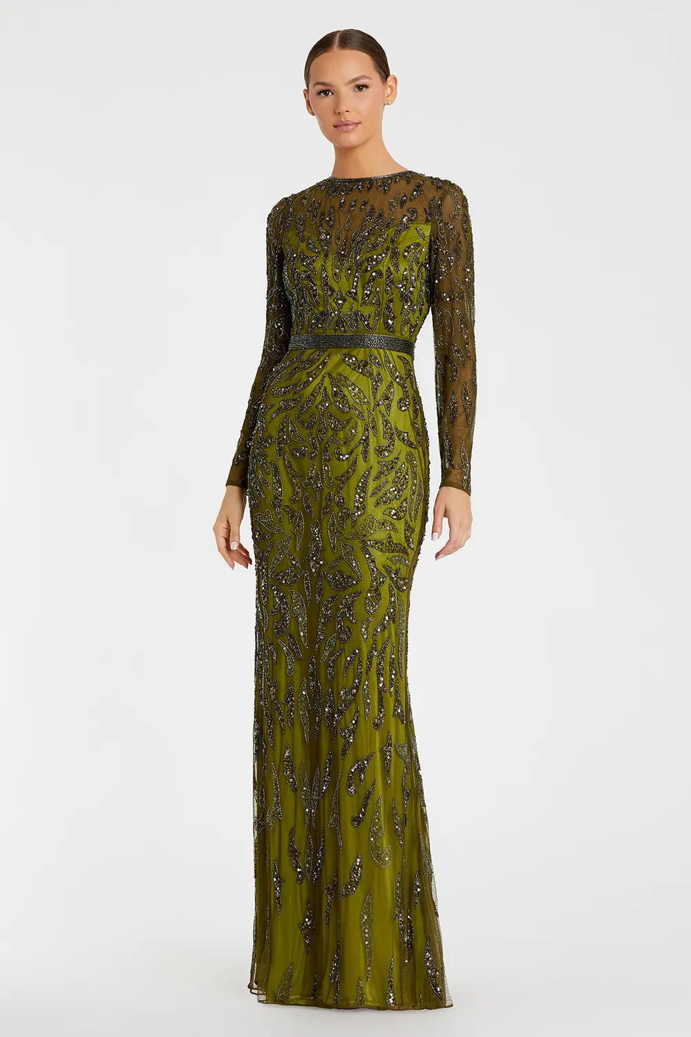 Embellished Long Sleeve Illusion Gown | Mac Duggal Dress 5124