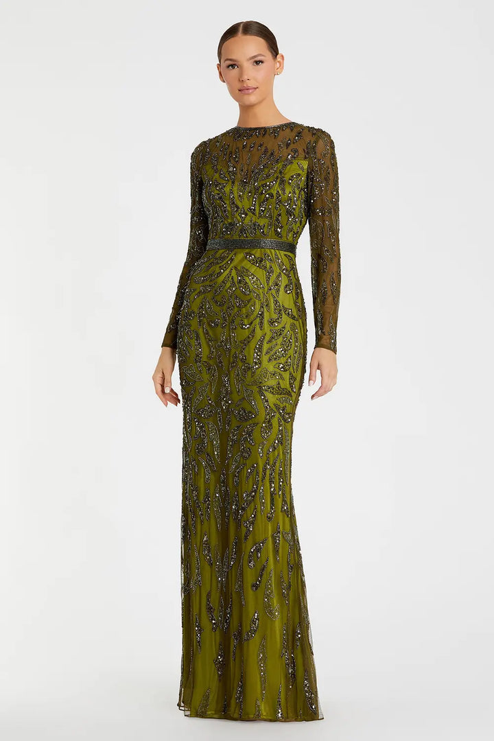 Embellished Long Sleeve Illusion Gown | Mac Duggal Dress 5124
