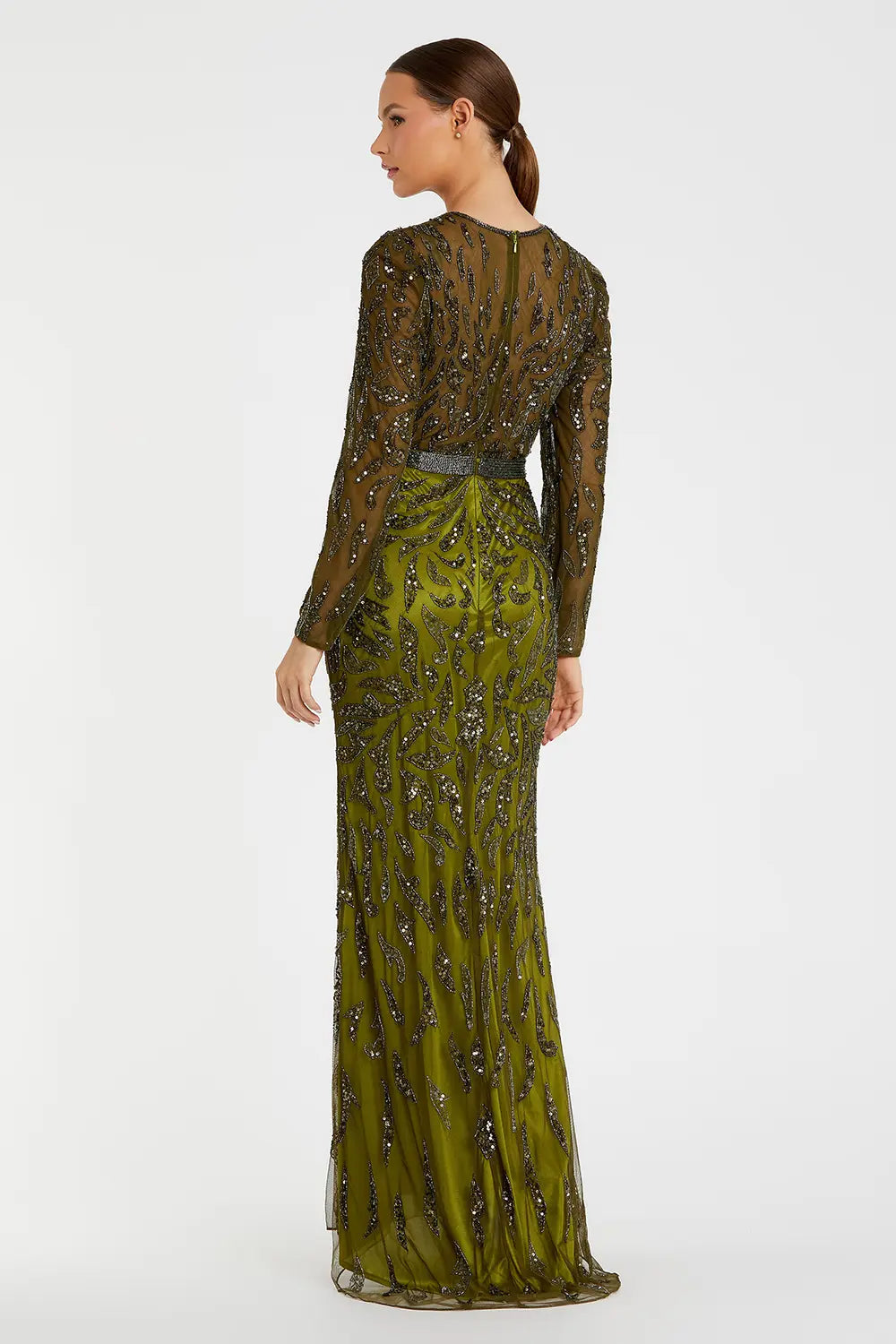 Embellished Long Sleeve Illusion Gown | Mac Duggal Dress 5124
