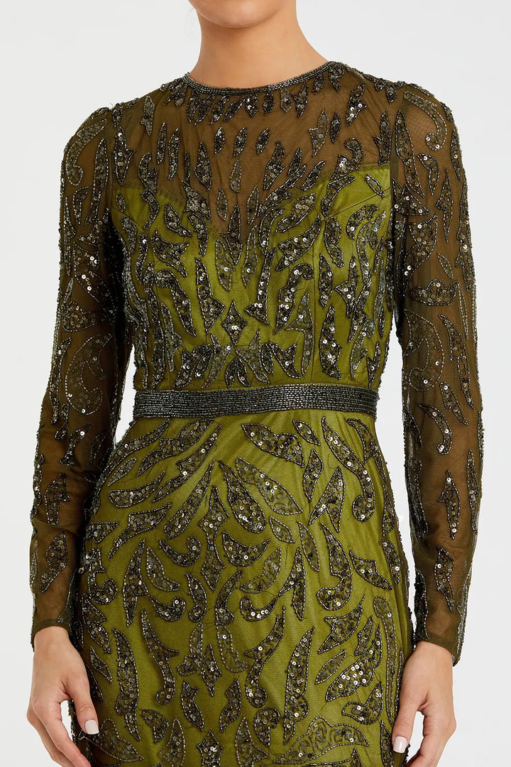 Embellished Long Sleeve Illusion Gown | Mac Duggal Dress 5124
