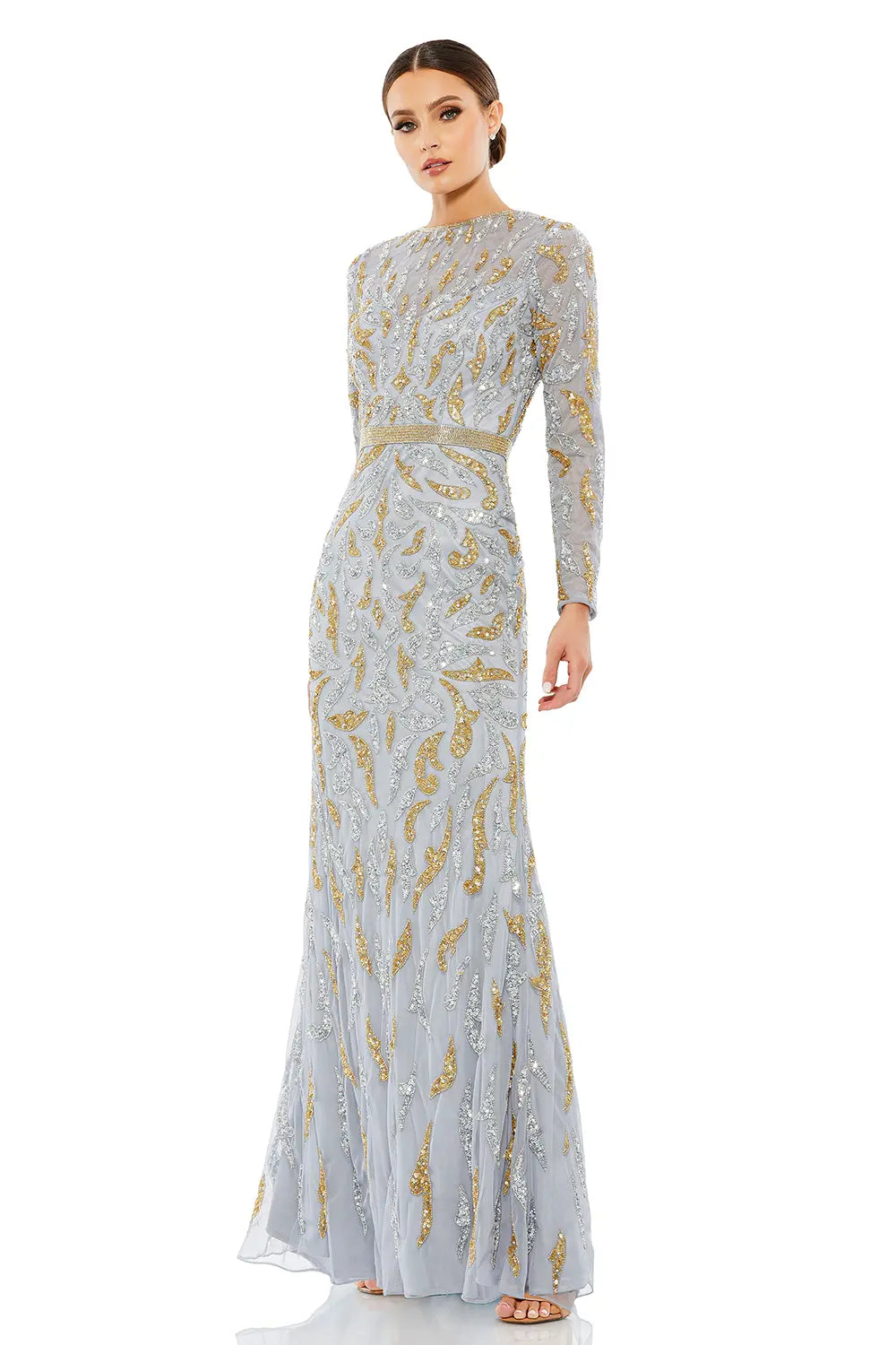 Embellished Long Sleeve Illusion Gown | Mac Duggal Dress 5124