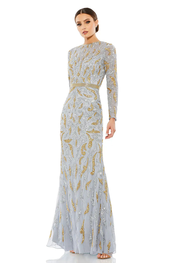 Embellished Long Sleeve Illusion Gown | Mac Duggal Dress 5124